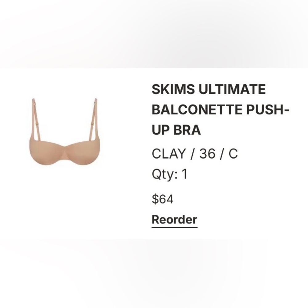 🆕 NWT SKIMS ULTIMATE Balconette Push-Up Bra - CLAY - 36 C - Picture 5 of 5